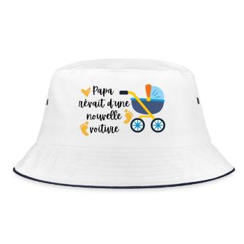 Papa träumte von einem neuen Auto - Bucket Hat - Weiß/Navy - Vorne