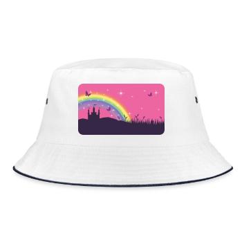 Märchenschloss mit Regenbogen und Sternchen  - Bucket Hat - Weiß/Navy - Vorne