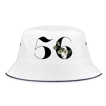 Nummer 56 Blumengrün - 56. Blumengeburtstag - Bucket Hat - Weiß/Navy - Vorne