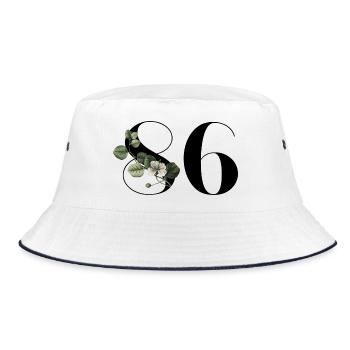 Nummer 86 Blumengrün - 86. Blumengeburtstag - Bucket Hat - Weiß/Navy - Vorne