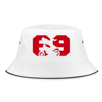 Moto 69 Biker - Bucket Hat - Weiß/Navy - Vorne