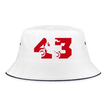 Moto 43 Biker - Bucket Hat - Weiß/Navy - Vorne