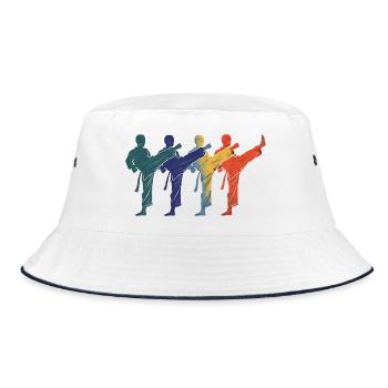 Karate - Retro Kämpfer Geschenk - Bucket Hat - Weiß/Navy - Vorne
