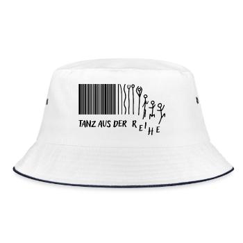 "Tanz aus der Reihe" Strichmännchen Strichcode - Bucket Hat - Weiß/Navy - Vorne