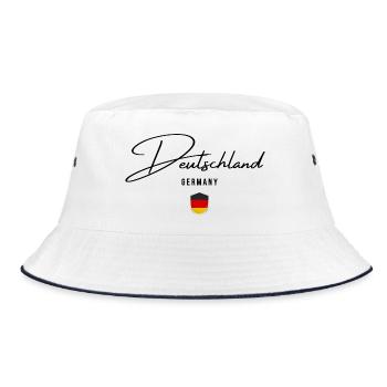 Flagge Deutschlands, deutscher Stolz - Bucket Hat - Weiß/Navy - Vorne