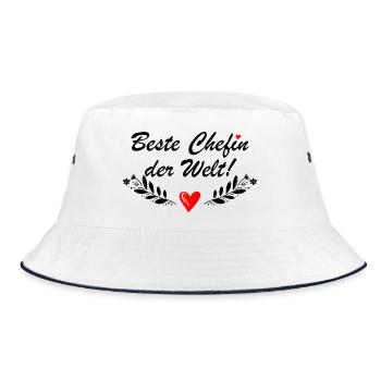 Beste Chefin der Welt - Bucket Hat - Weiß/Navy - Vorne