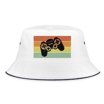 Vintage Retro Gaming Controller - Bucket Hat - white/navy - Front