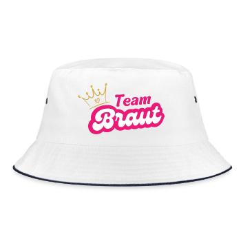 Team Braut Kronen Pink Design - Bucket Hat - Weiß/Navy - Vorne