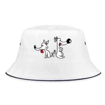 2 Dogs Big Noses Excited Wiggle - Bucket Hat - white/navy - Front