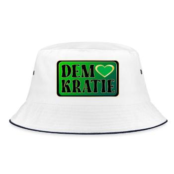 HALTUNG HERZ DEMOKRATIE - Bucket Hat - Weiß/Navy - Vorne