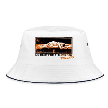 Eltern am Limit – Schlaf ist ein Mythos - Bucket Hat - Weiß/Navy - Vorne