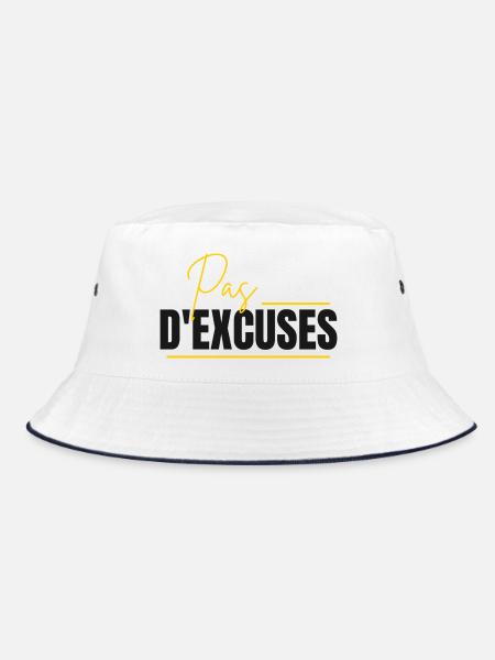 No Excuses - Bucket Hat - white/navy - Front