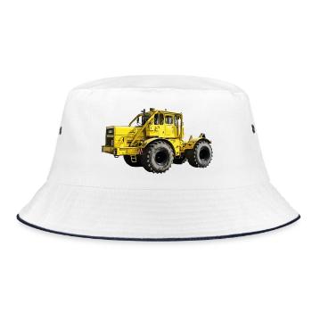 Gelbe Kraftmaschine K700 Traktor - Bucket Hat - Weiß/Navy - Vorne