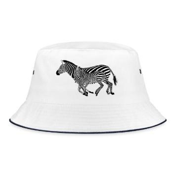Zebra - Bucket Hat - Weiß/Navy - Vorne