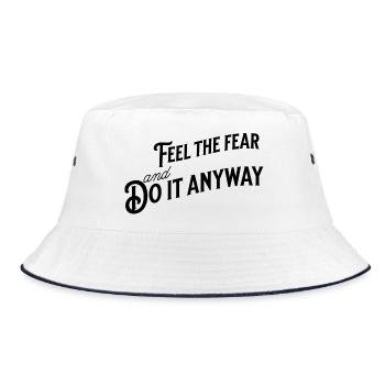"Feel The Fear and Do It Anyway" in typography - Bucket Hat - white/navy - Front