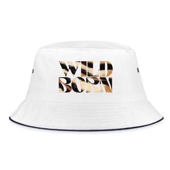 Wild Born Animal Print Text Art - Bucket Hat - white/navy - Front