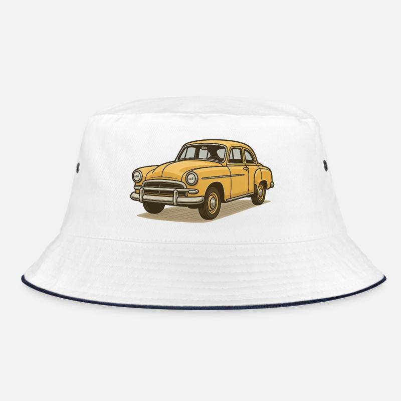 Illustration de calèche vintage jaune - Bob - blanc/marine