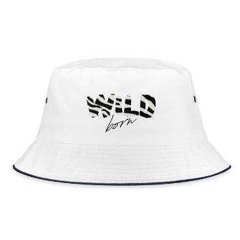 Wild Born Zebra Stripe Logo - Bucket Hat - white/navy - Front