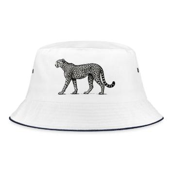 Black and White Leopard Pattern - Bucket Hat - white/navy - Front