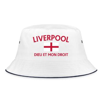 Liverpooler Stil mit der englischen Flagge - Bucket Hat - Weiß/Navy - Vorne