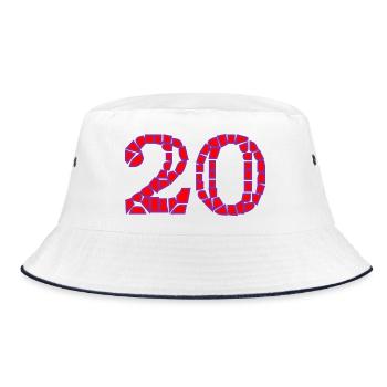 20. 20. JAHRESTAG. 20-JÄHRIGES JUBILÄUM. 20 JAHRE. - Bucket Hat - Weiß/Navy - Vorne