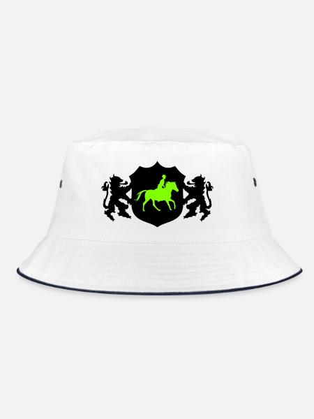 Pferde Reiter Wappen - Bucket Hat - Weiß/Navy - Vorne