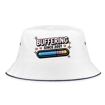 Y2K Retro – Buffering Since 2001 - Bucket Hat - white/navy - Front