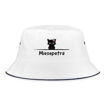 Miesepetra Wortspiel Petra Miesepeter - Bucket Hat - Weiß/Navy - Vorne