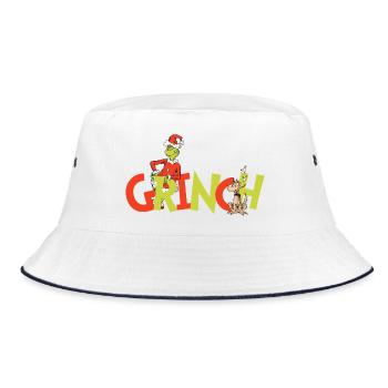 The Grinch Lettering With Grinch & His Dog Max - Bucket Hat - white/navy - Front