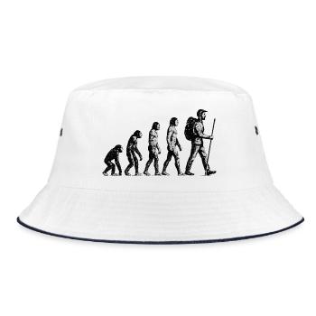 Evolution zum Wandersmann Grunge Design - Bucket Hat - Weiß/Navy - Vorne