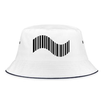 Barcode in wavy shape - Bucket Hat - white/navy - Front