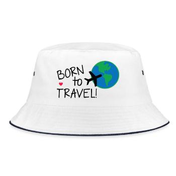 Geboren, um die Welt zu bereisen - Bucket Hat - Weiß/Navy - Vorne