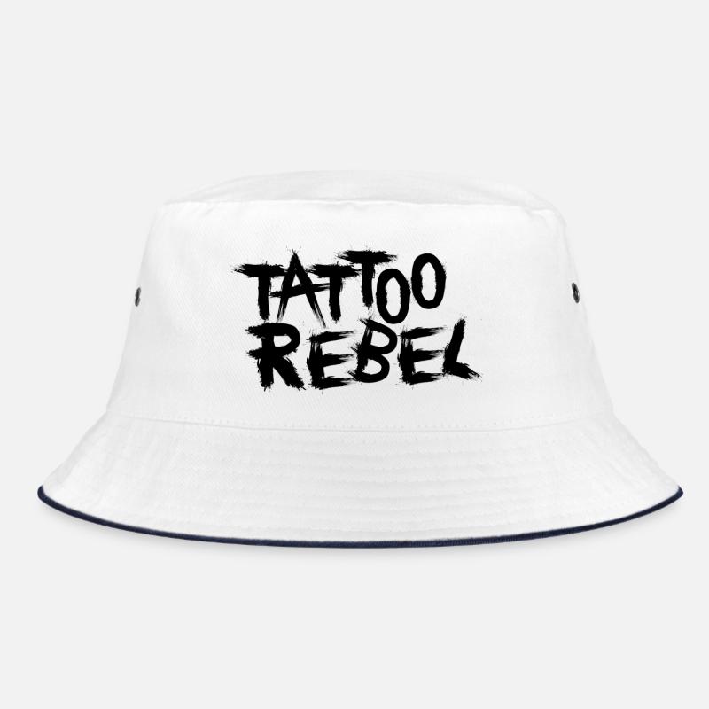 Tattoo Rebel black - Bucket Hat - Weiß/Navy