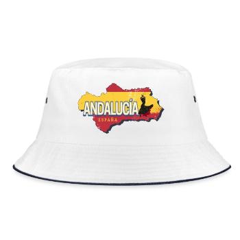 Andalusia Spain Vintage Flamenco Souvenir - Bucket Hat - white/navy - Front