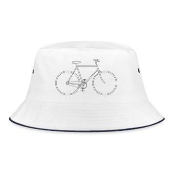 Minimalist Bicycle Graphic Line Art Wheel Outline - Bucket Hat - white/navy - Front