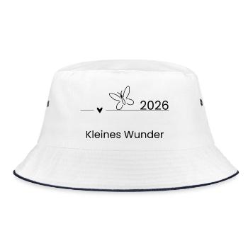 Kleines Wunder – Herzlinie Baby Design - Bucket Hat - Weiß/Navy - Vorne