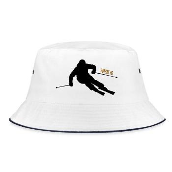 Japanese ski motivation - Bucket Hat - white/navy - Front