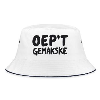 OEP'T GEMAKSKE. Antwerp dialect Shirts - Bucket Hat - white/navy - Front