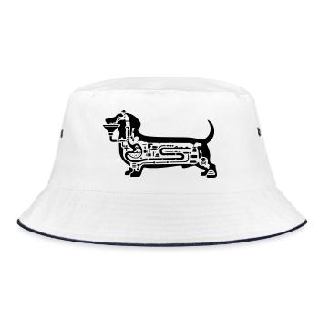 dackel verdauung hund kunst  - Bucket Hat - Weiß/Navy - Vorne