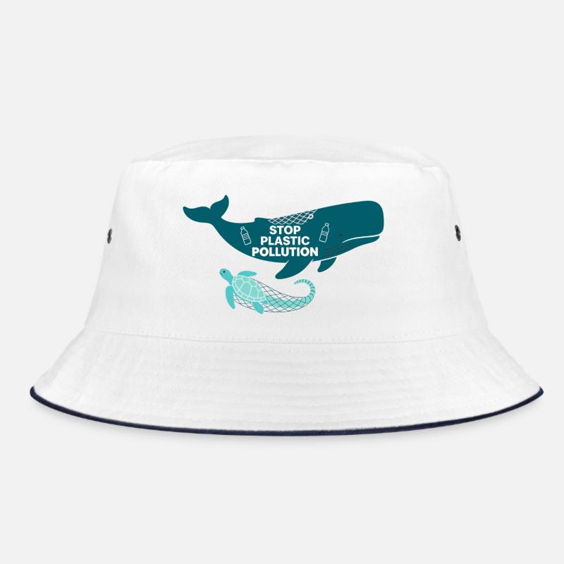 Stop Plastic Pollution, whale and turtle Bucket Hat