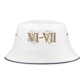 6 and 7: VI–VII Ornamental Roman numerals - Bucket Hat - white/navy - Front