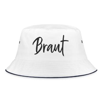 Braut Handlettering Design - Bucket Hat - Weiß/Navy - Vorne