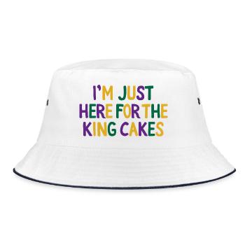 I'm Just Here for the King Cakes Mardi Gras Fun - Bucket Hat - white/navy - Front