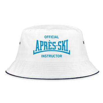 Official Après-Ski Instructor (Konkav / Blue) - Bucket Hat - Weiß/Navy - Vorne
