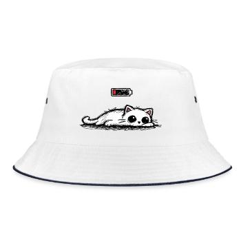 Battery low – Süße Katze Minimal Statement - Bucket Hat - Weiß/Navy - Vorne
