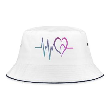 Gradient ECG Heart - Bucket Hat - white/navy - Front