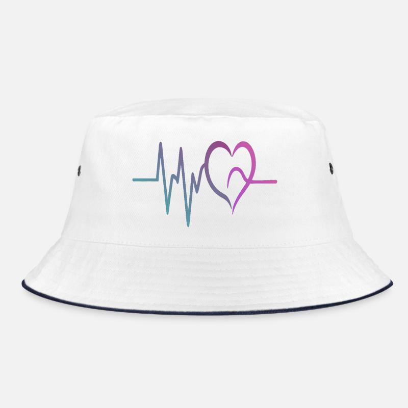 Gradient ECG Heart - Bucket Hat - white/navy
