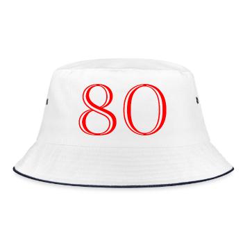 80. 80 JAHRE. 80. JUBILÄUM. 80-JAHRES-JUBILÄUM. - Bucket Hat - Weiß/Navy - Vorne