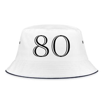 80. 80 JAHRE. 80. JUBILÄUM. 80-JAHRES-JUBILÄUM. - Bucket Hat - Weiß/Navy - Vorne
