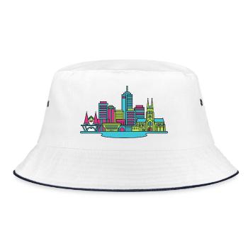 Perth City Skyline Bell Tower Modern Line Art - Bucket Hat - white/navy - Front